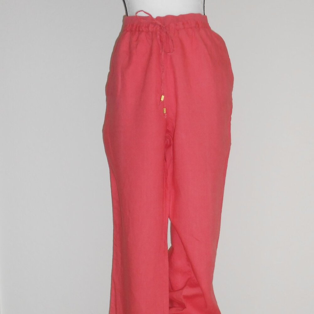 Ellen Tracy Linen Pants XL Pink Pull On